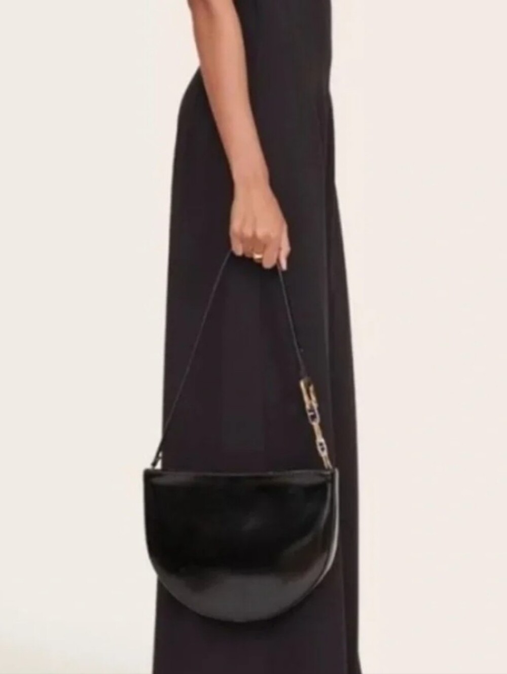 STAUD Colt Calf Leather Black Smooth Moon Multi Metallic Handbag NEW